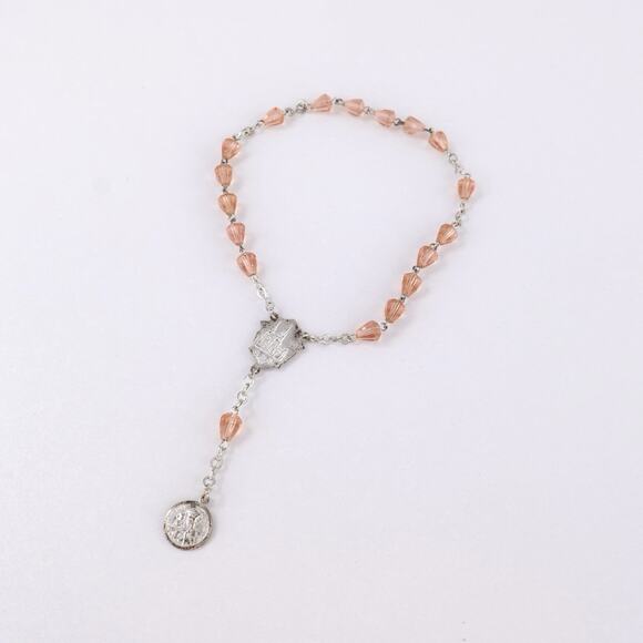 Unbranded Jewelry - Vintage St Anne de‎ Beaupré Bracelet Pink Glass Beads Religious Catholic Quebec